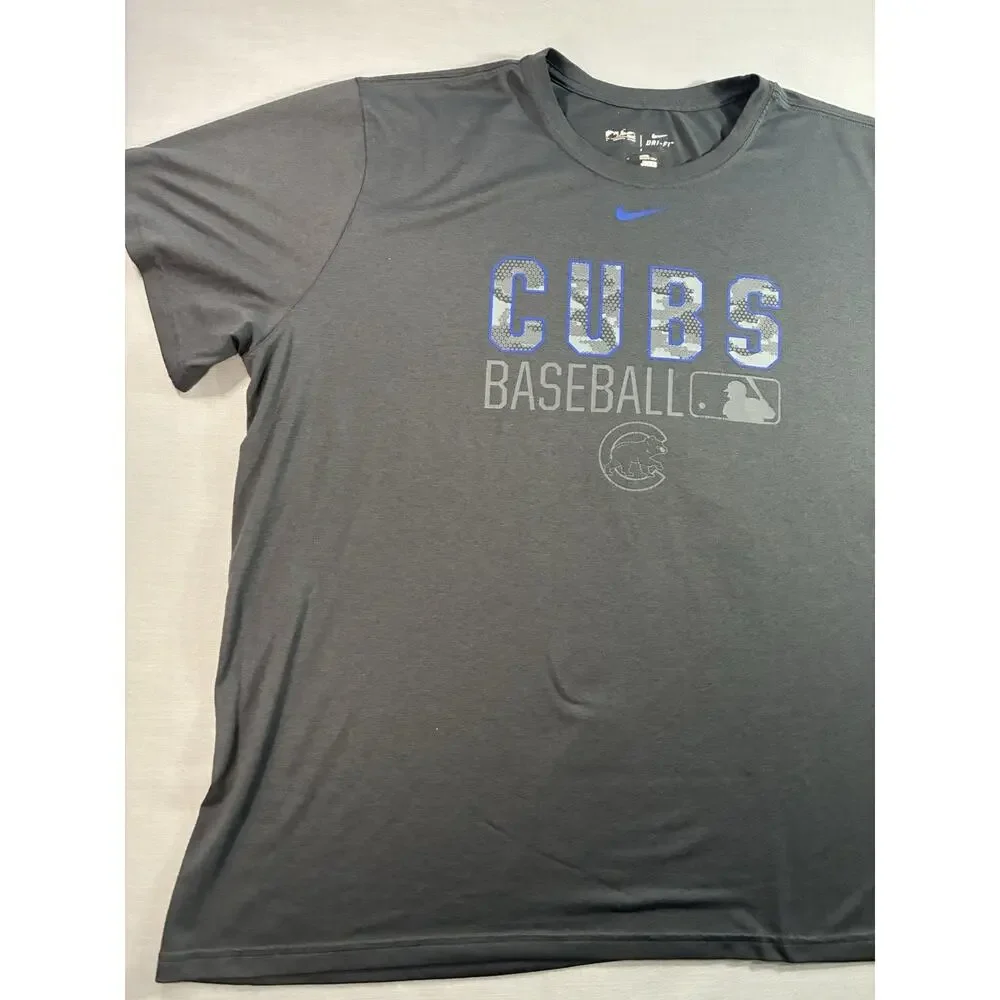 Nike Chicago Cubs Dri-FIT T-Shirt Mens XXL Gray MLB Baseball Graphic Tee